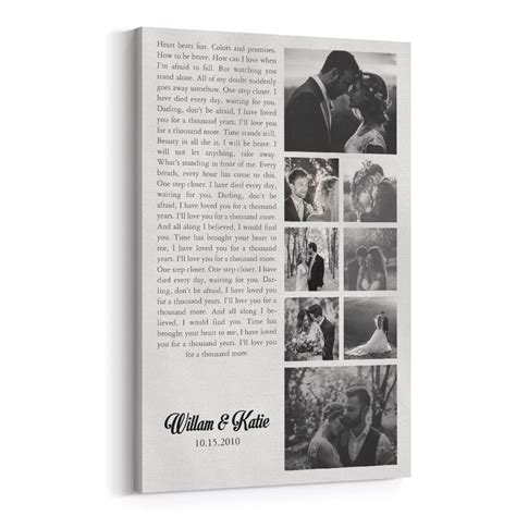 Song Lyrics Custom 9 Photo Collage Anniversary Canvas Print 365canvas