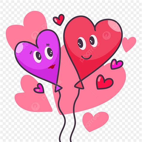 Pareja Corazón Amor Globos Diseño Ilustración Png Dibujos Corazón