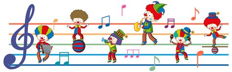 Happy Children Playing Musical Instruments With Music Notes On White ...