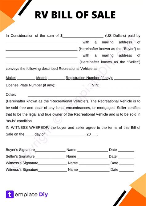 To Record The New Owner Of An Rv An Rv Bill Of Sale Is Exchanged