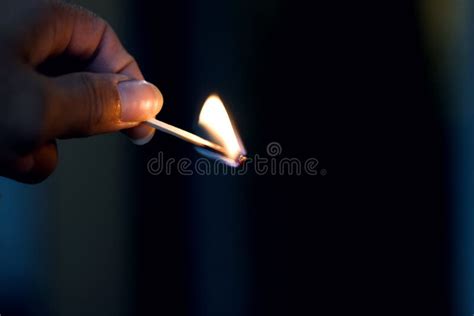 Burning Match In Hand In The Dark Stock Image Image Of Match