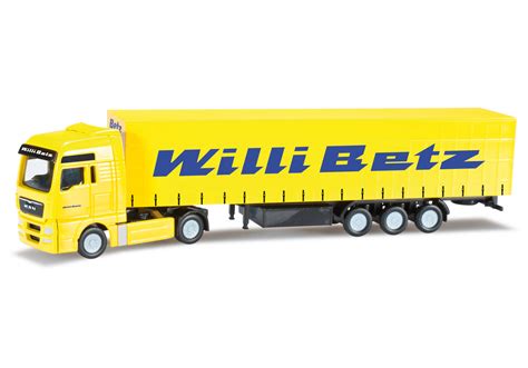 Herpa MAN TGX XXL Gardinenplanen Sattelzug Willi Betz 066082