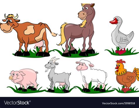 Set of cartoon domestic animals Royalty Free Vector Image