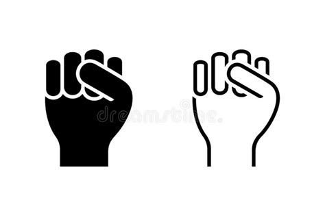 Isolated Raised Fist Vector Illustration Icon Set Sign Symbol Of Power Strength Protest