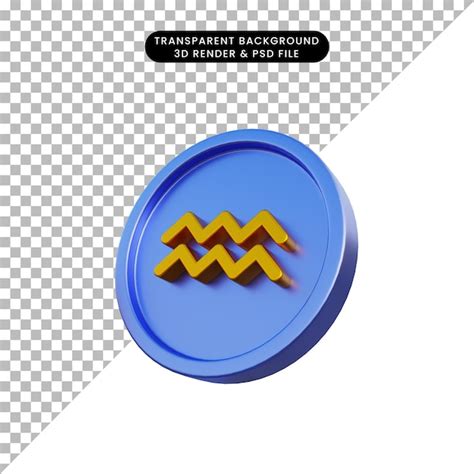 Premium Psd D Illustration Zodiac Horoscope Symbol On Coin Aquarius