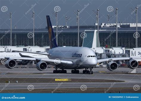 Lufthansa Airbus A Taxiing On Munich Airport Muc Editorial