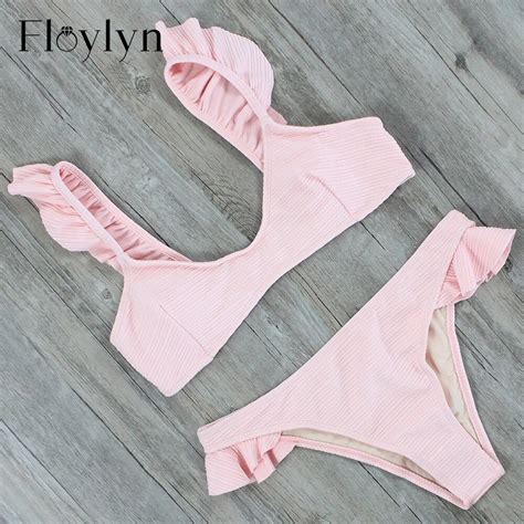 Floylyn Ruffle Strap Bikini Swimwear Vrouwen Push Vicedeal