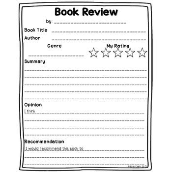 Book Review Template Free By Erin Clark Teachers Pay Teachers