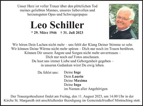 Traueranzeigen Von Leo Schiller Trauer Merkur De