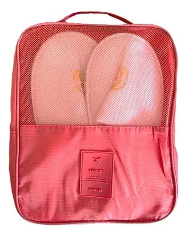 Necessaire Bolsa Organizadora Sapatos Mala Viagem Academia Cor Coral