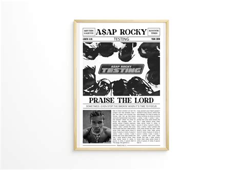 Asap Rocky Retro Newspaper Print Praise The Lord Poster Lyrics