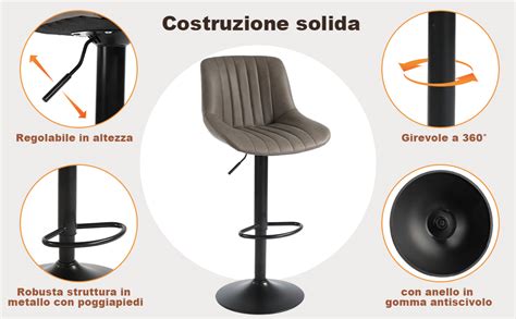 Youhauchair Sgabelli Cucina Set Di 2 Sgabello Cucina Regolabile In