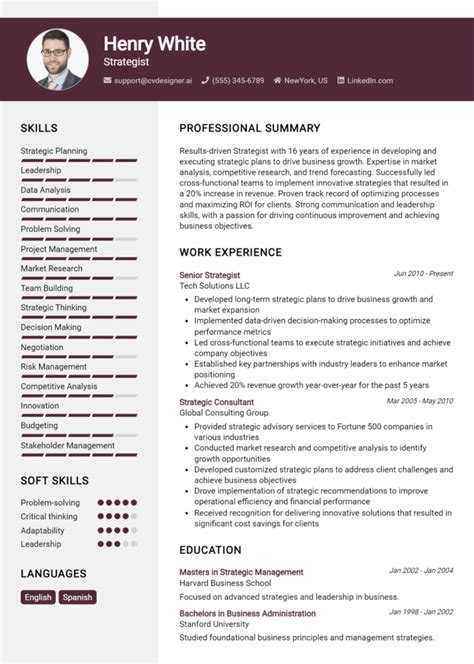 Strategist Resume Example For 2024 Tips Templates CVDesigner Ai