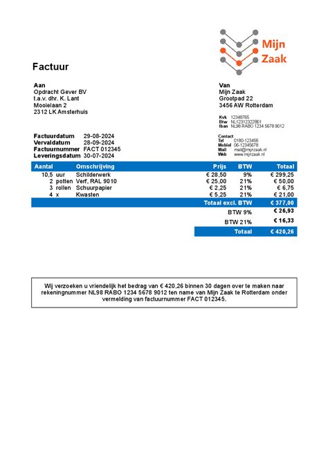 Gratis Voorbeeld Factuur In Word Tips En Uitleg