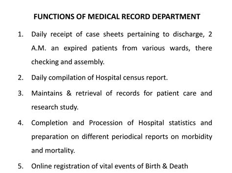 PPT - MEDICAL RECORDS department PowerPoint Presentation, free download ...