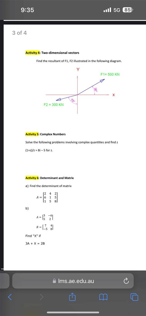 Solved Activity 4 Two Dimensional Vectorsfind The Resultant