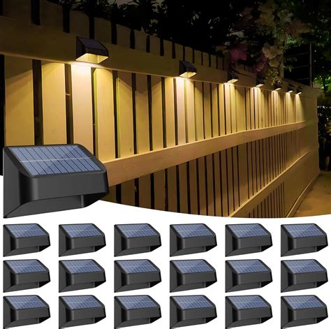 Brighter Solar Fence Lights 18 Pack RGB 8 Colors Dusk To Dawn Deck