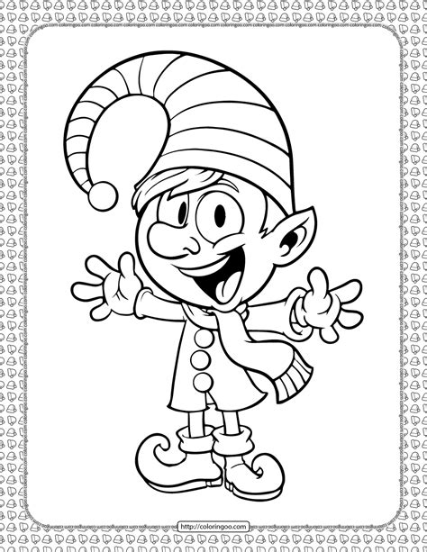 Christmas Elf With A Big Hat Coloring Page