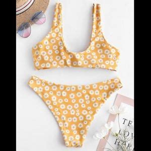 Swim Reversible Sunflowerstriped Seamless Bikini Set Poshmark