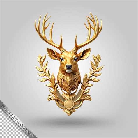 A Gold Deer Head With A Gold Crown On It Premium AI Generated PSD