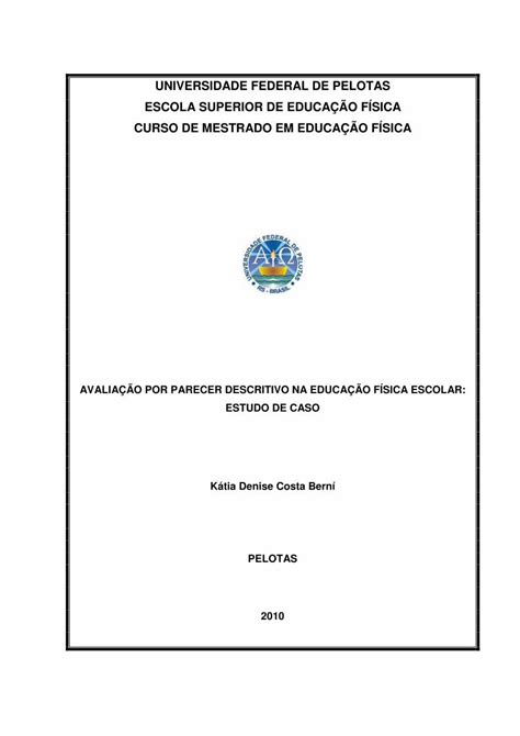 PDF UNIVERSIDADE FEDERAL DE PELOTAS ESCOLA RESUMO BERNI Kátia