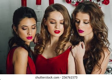 Beauty Three Womans Face Portrait Brunette Stock Photo 1044230986 Shutterstock