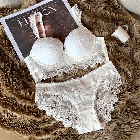 Victorias Secret Style Lace Bra And Panties Sets Floral Embroidery Women Sexy Lingerie Plus