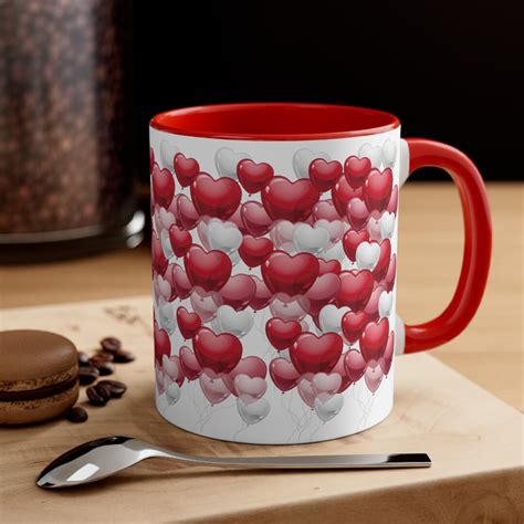 Pink Heart Balloons Mug Coffee Valentine T For Mom Cute Love Mug Romantic T For Her V