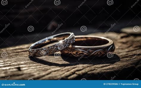 Shiny Gold Wedding Ring Symbol Of Love Generated By Ai Stock