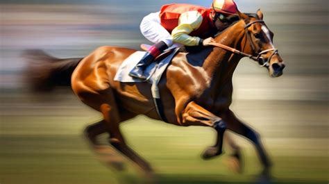 Premium AI Image | A horse and jockey racing on a race track.