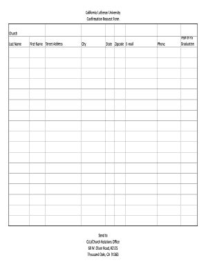 Fillable Online Callutheran Confirmand Request Form California