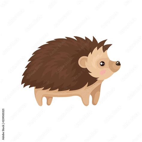 Lovely hedgehog prickly animal cartoon character side view vector ...