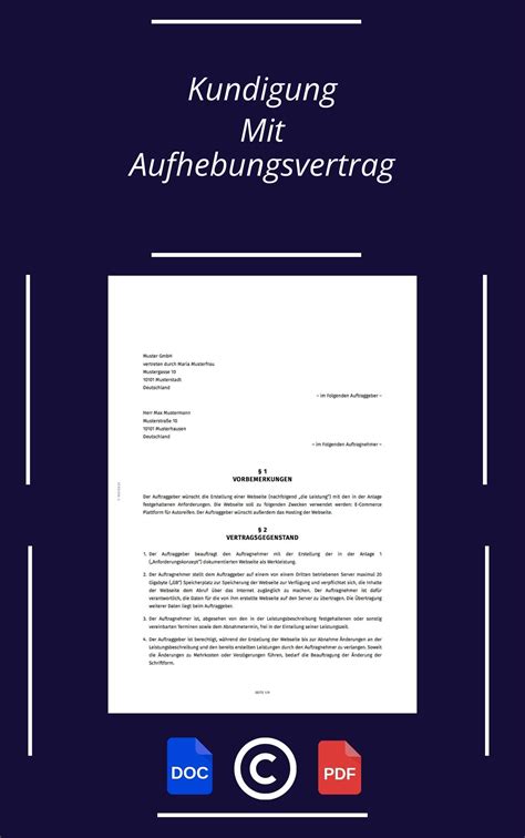 K Ndigung Mit Aufhebungsvertrag Muster Pdf Word