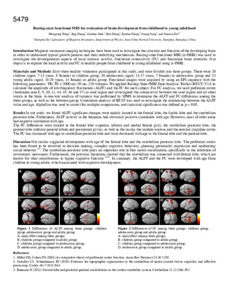 Pdf Resting State Functional Mri For Evaluation Of Brain Development