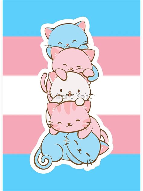 Transgender Pride Flag Cute Kawaii Cats Subtle Lgbtq Trans Pride Art