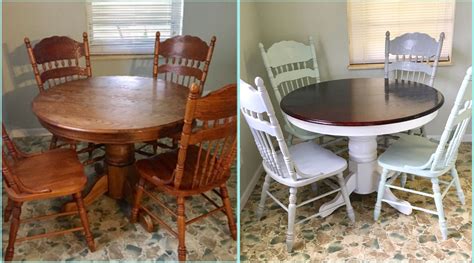 Before And After Round Oak Table Makeover Redo Upcycled Dining Table