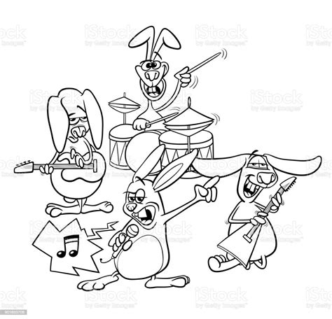 Groupe De Musiciens Coloriages De Rock De Lapins Vecteurs Libres De