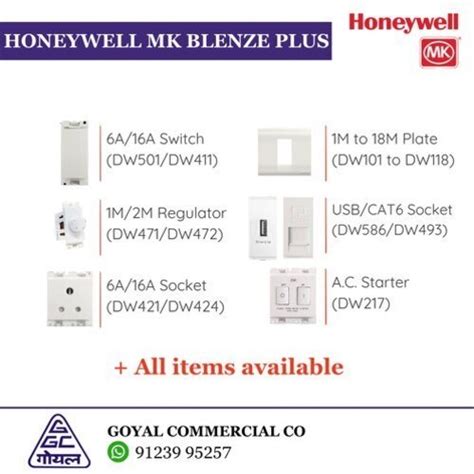 Mk Honeywell Blenze Plus White Modular Electrical Switch Socket Plate