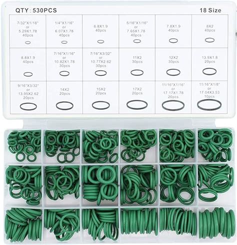 Yuhtech Dichtungsringe Set 530 Pcs 18 Größen O Ring Sortiment Nitril