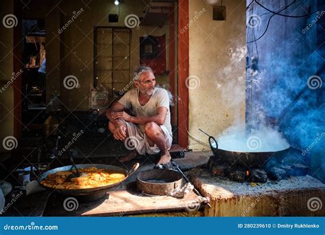 Street Food Stall Cook Cooking Sweets in India Editorial Image - Image of bread, desserts: 280239610