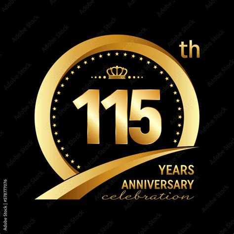 115th Anniversary Logo Design With Golden Ring For Anniversary