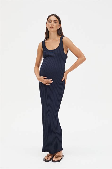 Stylish Maternity Maxi Dress Navy Legoe Heritage LÉgoe Heritage