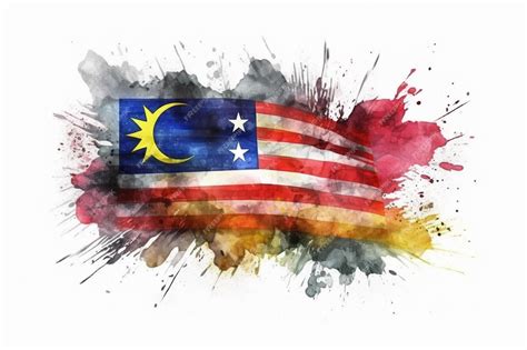 Premium Photo | Watercolor painting flag of malaysia hand drawing brush ...