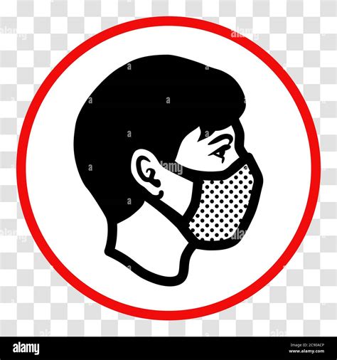 'Please wear a face mask' symbol; human face with mask in a red circle ...