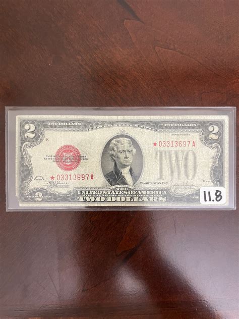 1928 Red Seal 2 Dollar Star Note Old Vintage Bill Us Paper Money Rare