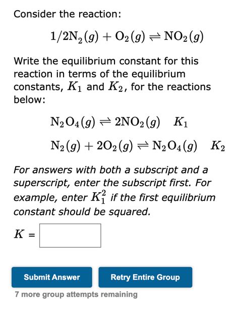 Solved Consider The Reaction N G O G No G Write Chegg