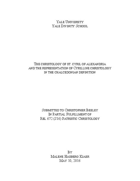 (PDF) THE CHRISTOLOGY OF ST. CYRIL OF ALEXANDRIA AND THE REPRESENTATION OF CYRILLINE CHRISTOLOGY ...