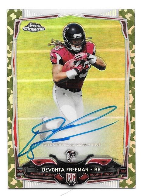 2014 Topps Chrome Mini Devonta Freeman Camo Refractor Auto RC Rookie