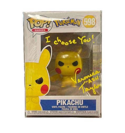 Pokemon Pikachu Funko Pop #598 Autographed by Ash Ketchum Voice Actor ...