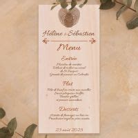 Menu De Mariage Sur Bois Empreintes